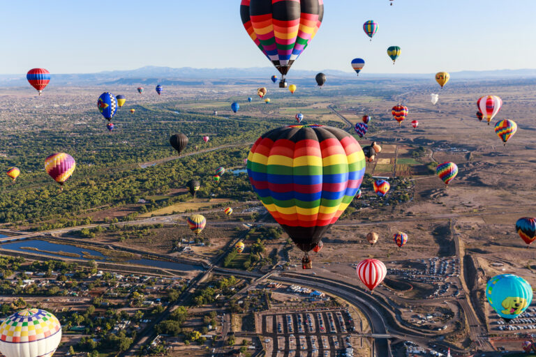 Albuquerque Balloon Fiesta takes place in October each year drawing many visitors from around the world.